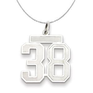 Sterling Silver, Jersey Collection, Medium Number 38 Necklace - 20 In